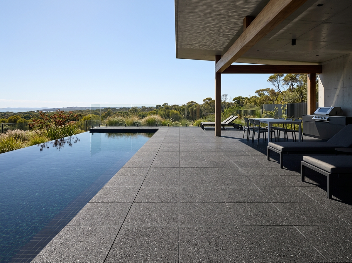 Basalt Black Paver tiles installed