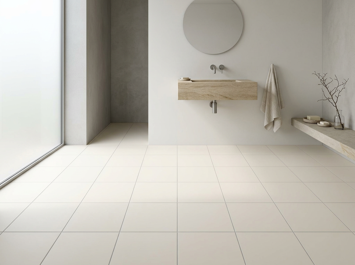 Bone Porcelain tiles installed