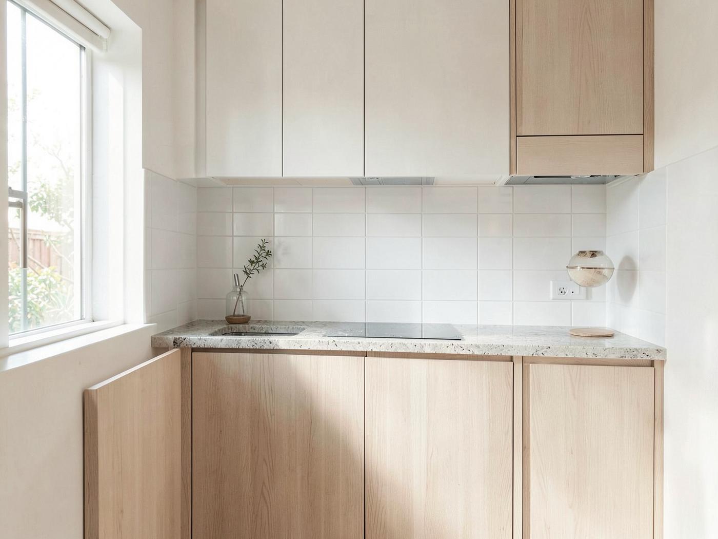 Chalk Linen tiles installed