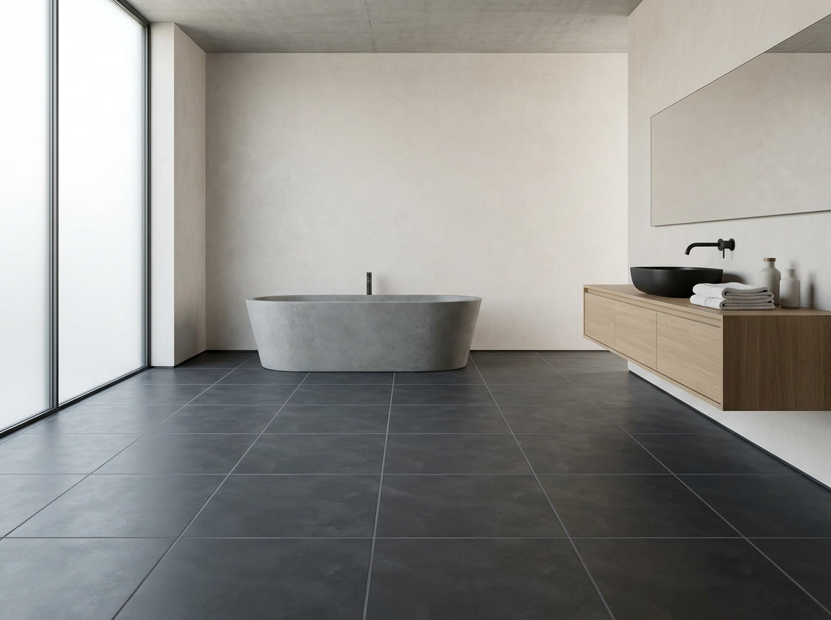 Charcoal Matt tiles installed