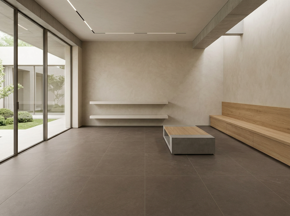 Clay Taupe Porcelain tiles installed