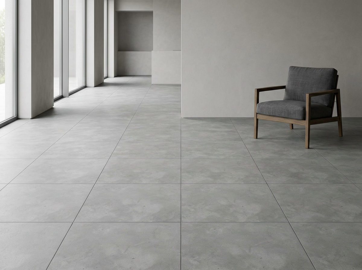 Concrete Grey tiles installed