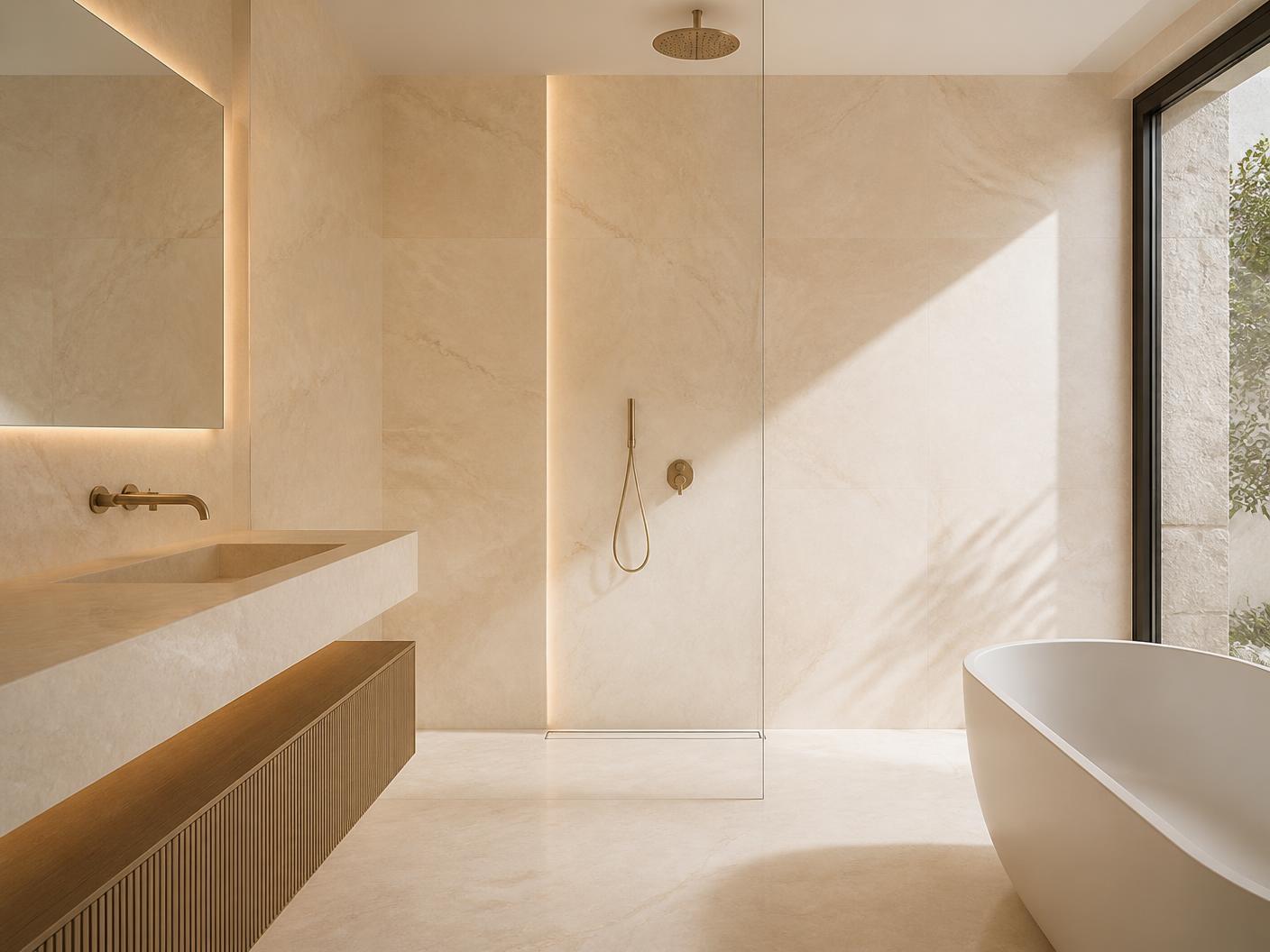 Crema Marfil Marble tiles installed
