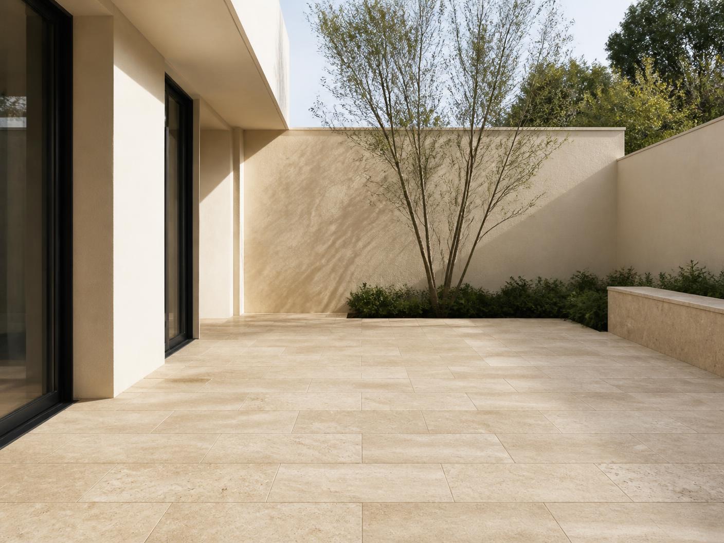 Dune Travertine Paver tiles installed