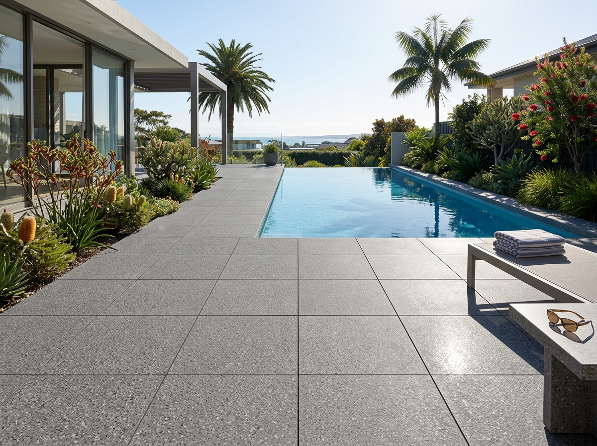 Granite Grey Paver tiles installed