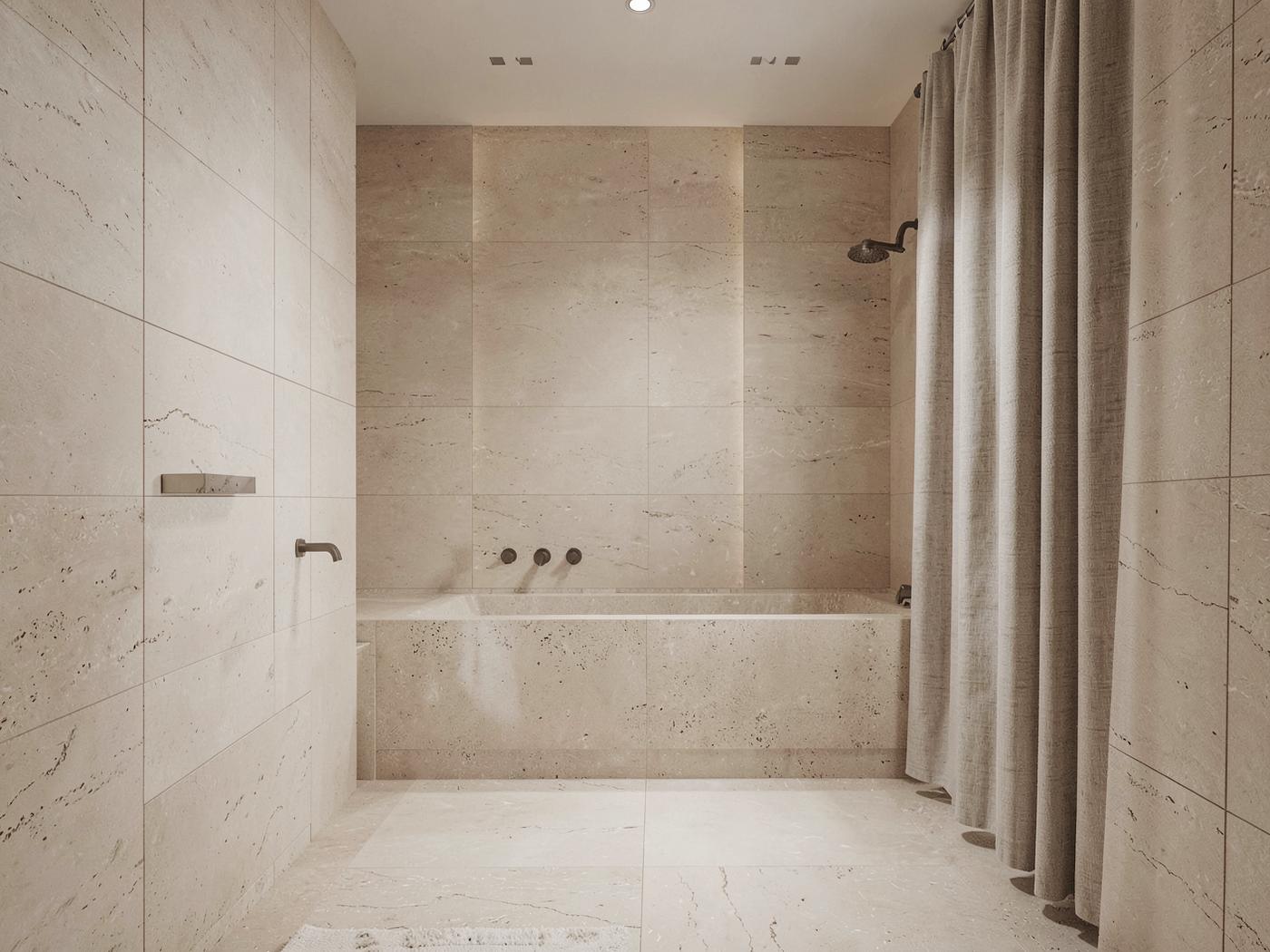 Ivory Limestone tiles installed