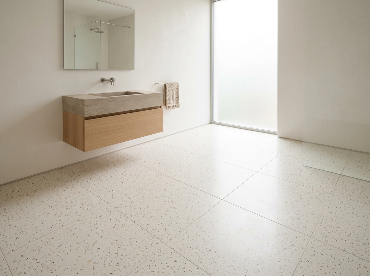 Ivory Terrazzo tiles installed