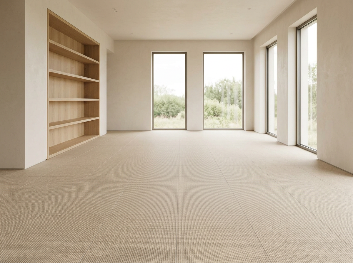 Linen Sand Porcelain tiles installed