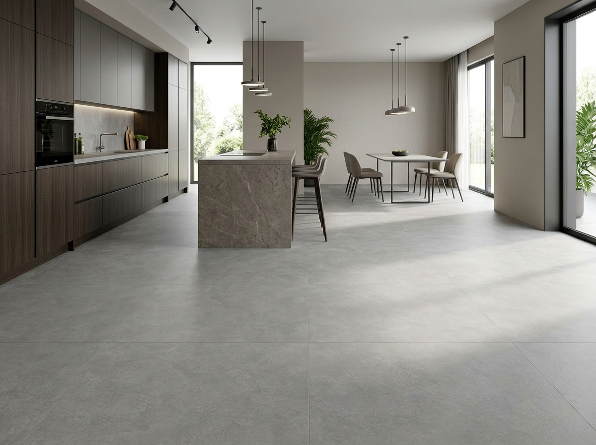Mist Grey tiles installed