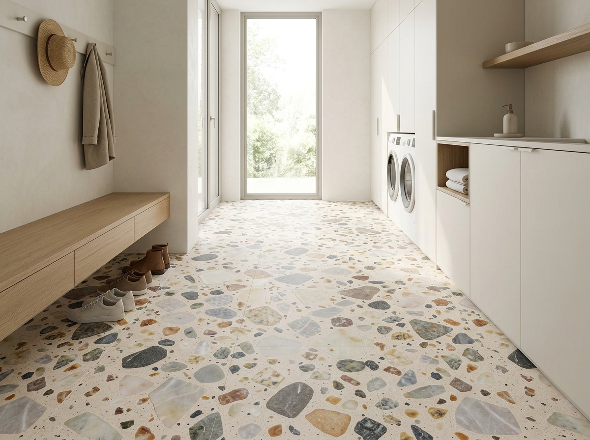 Natural Terrazzo tiles installed