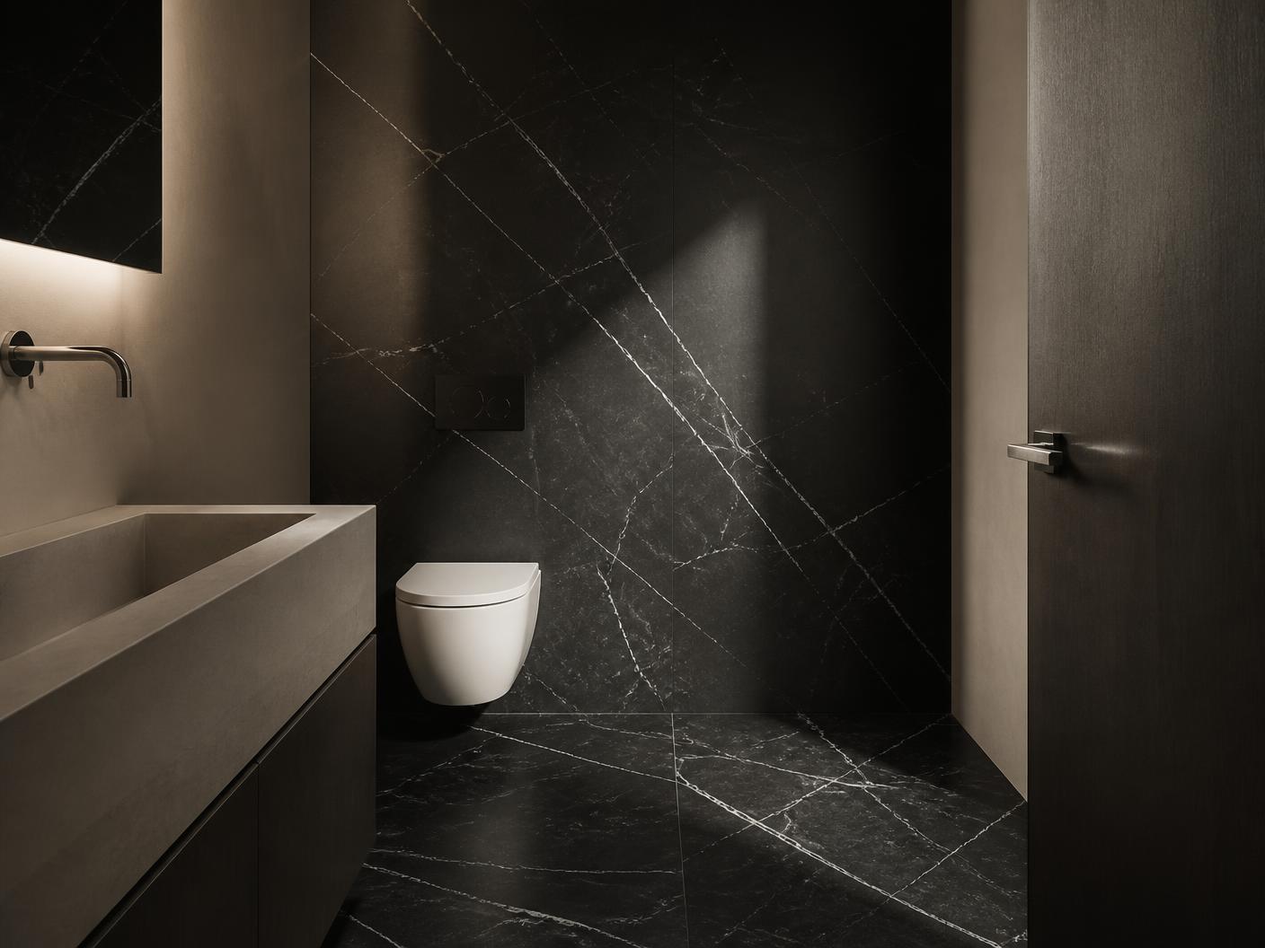 Nero Marquina Marble tiles installed