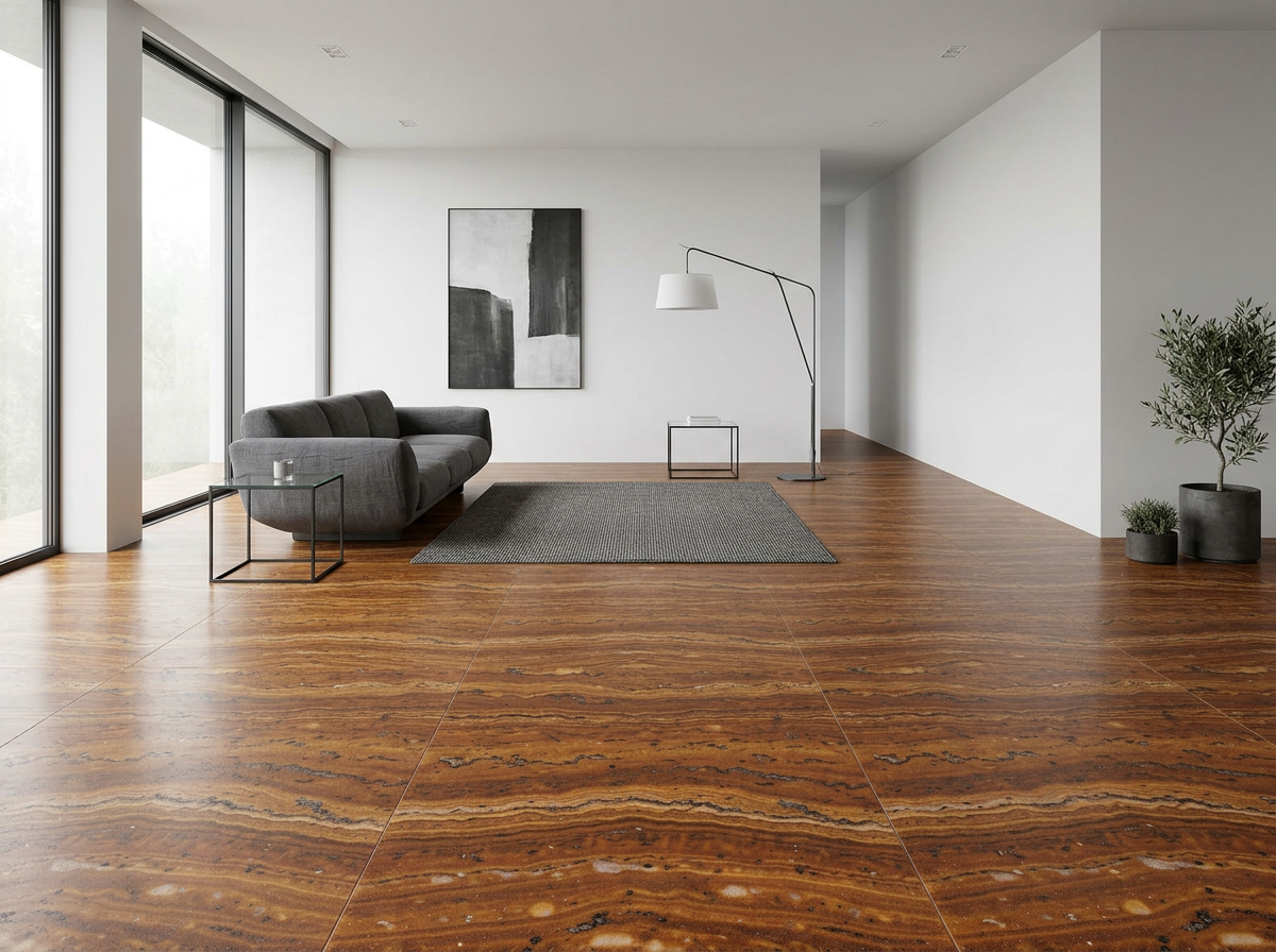 Noce Travertine tiles installed
