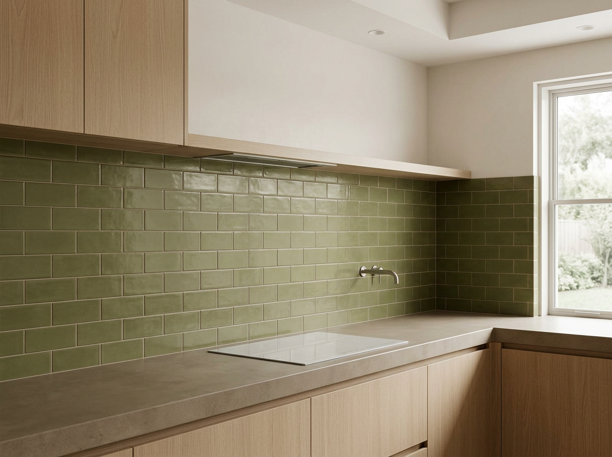 Olive Ceramic tiles installed