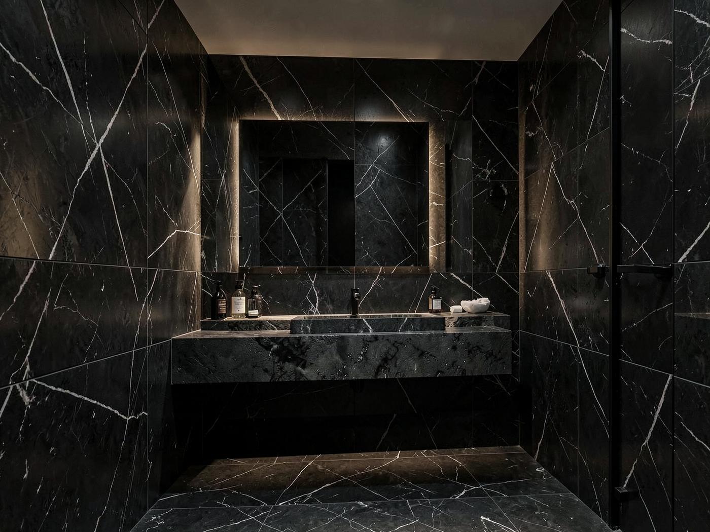 Onyx Noir tiles installed