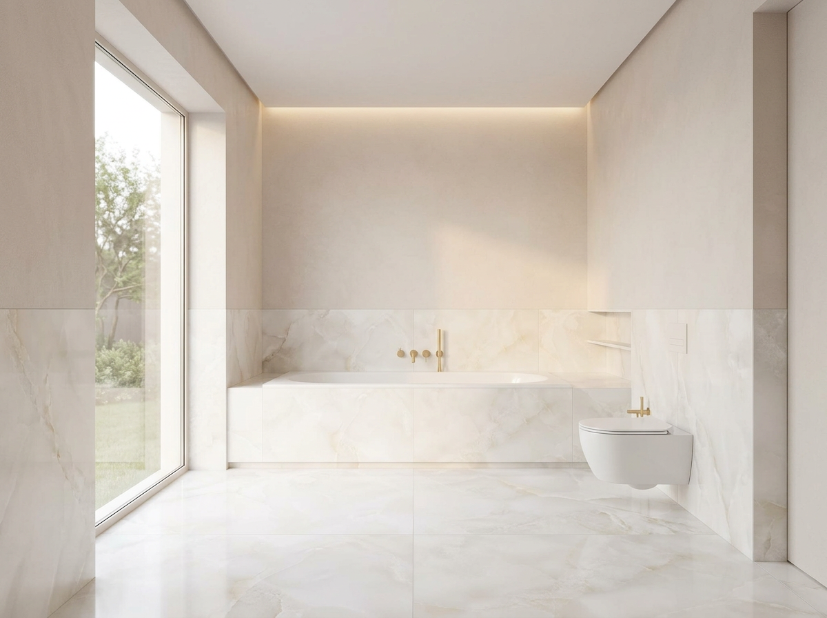 Pearl Porcelain tiles installed