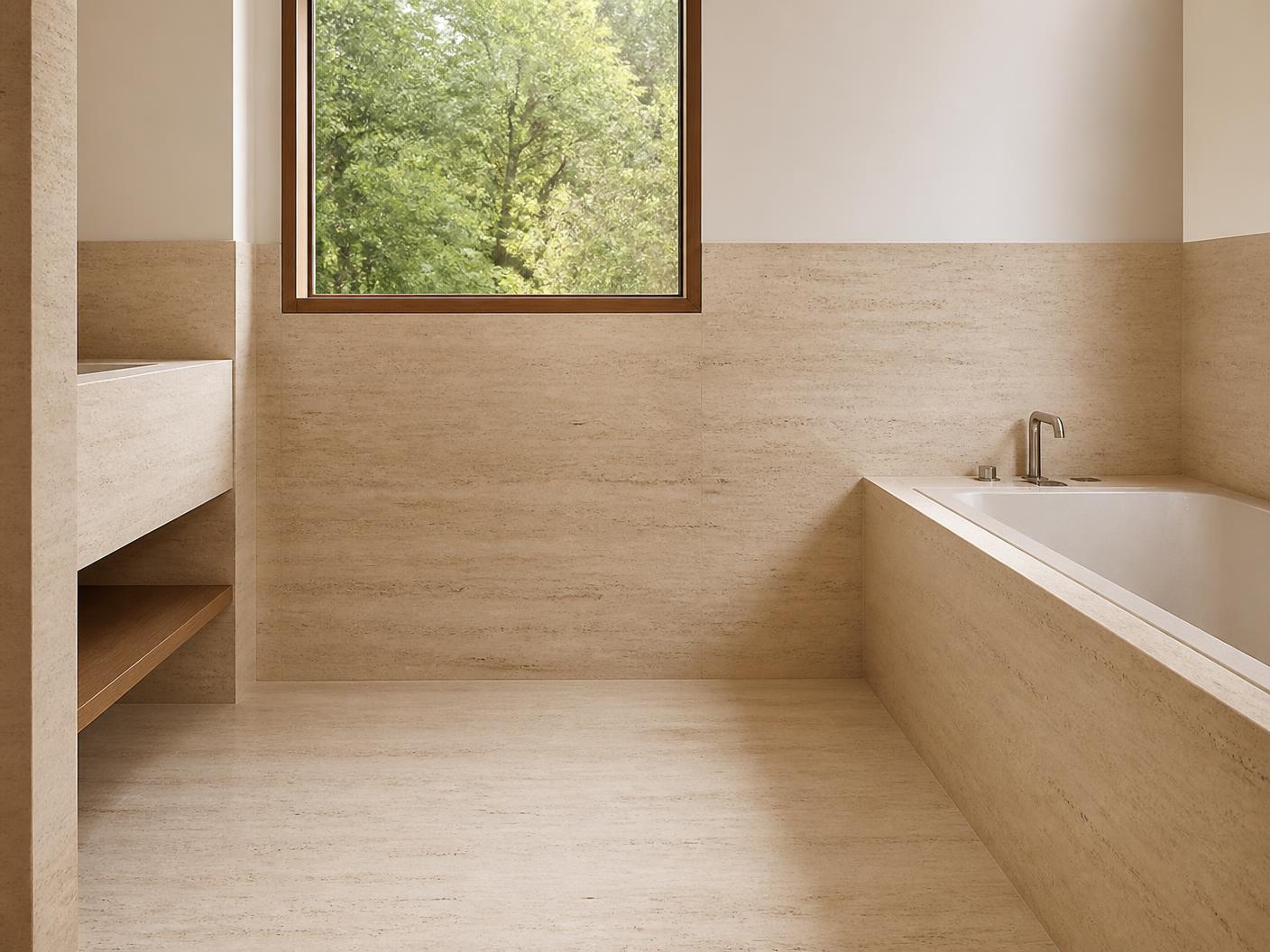 Roman Travertine tiles installed