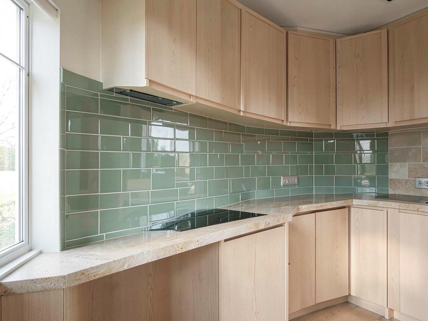 Sage Gloss tiles installed