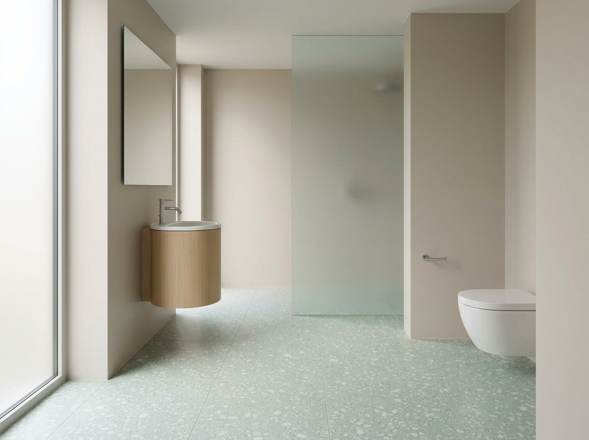 Seafoam Terrazzo tiles installed