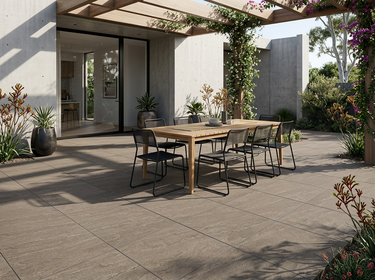 Shale Taupe Paver tiles installed