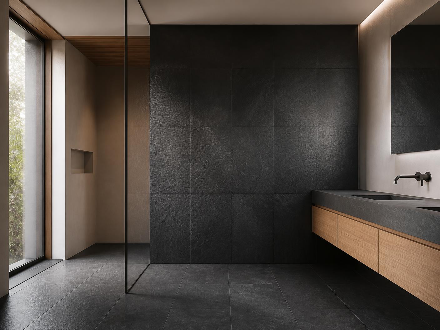 Slate Black tiles installed