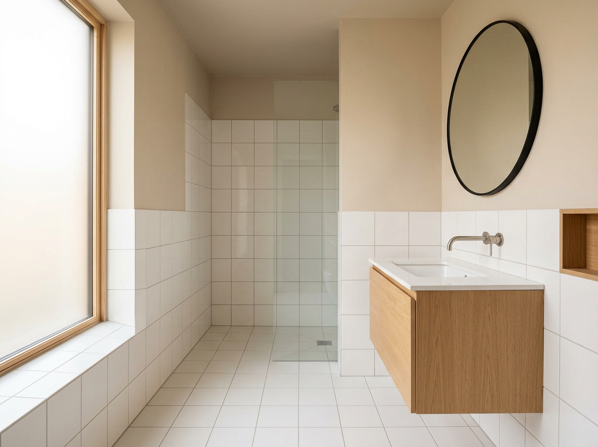 Snow Porcelain tiles installed