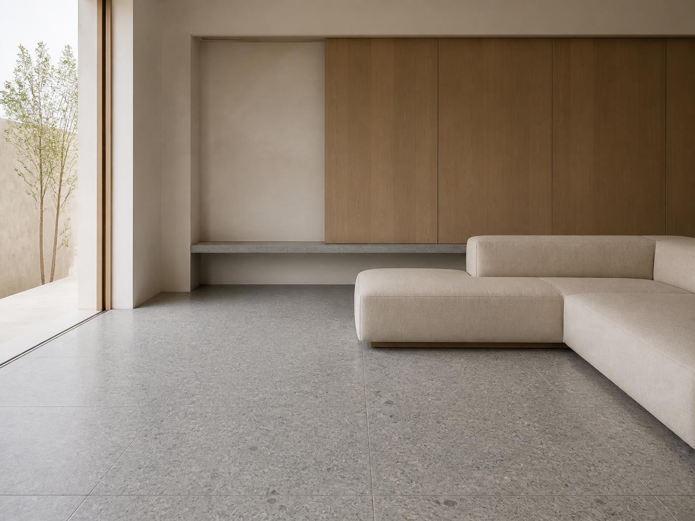 Stone Grey Terrazzo tiles installed