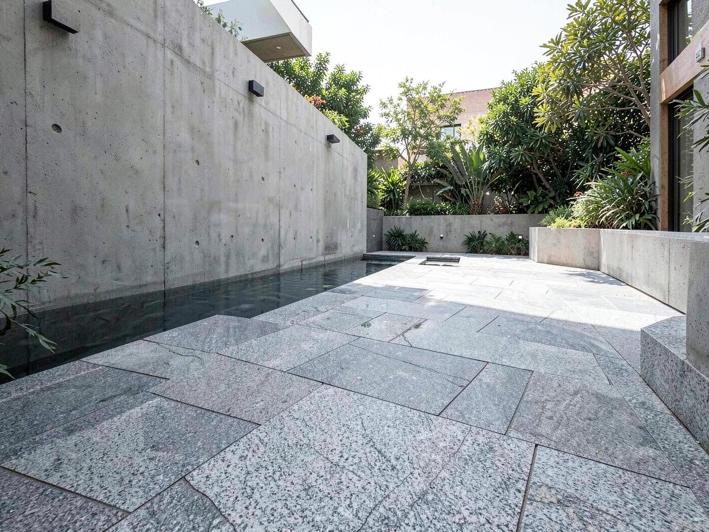 Storm Granite tiles installed