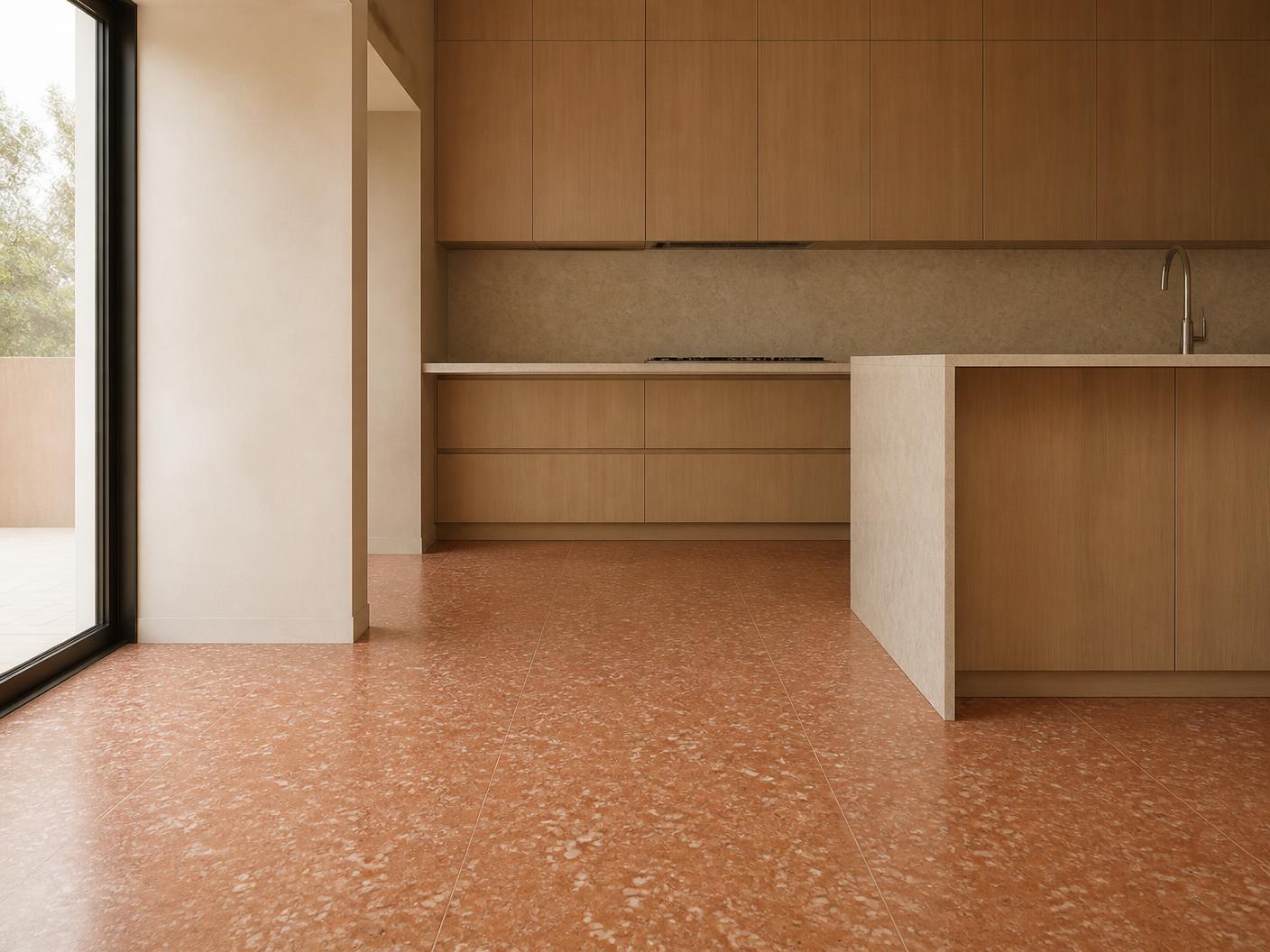 Terracotta Terrazzo tiles installed