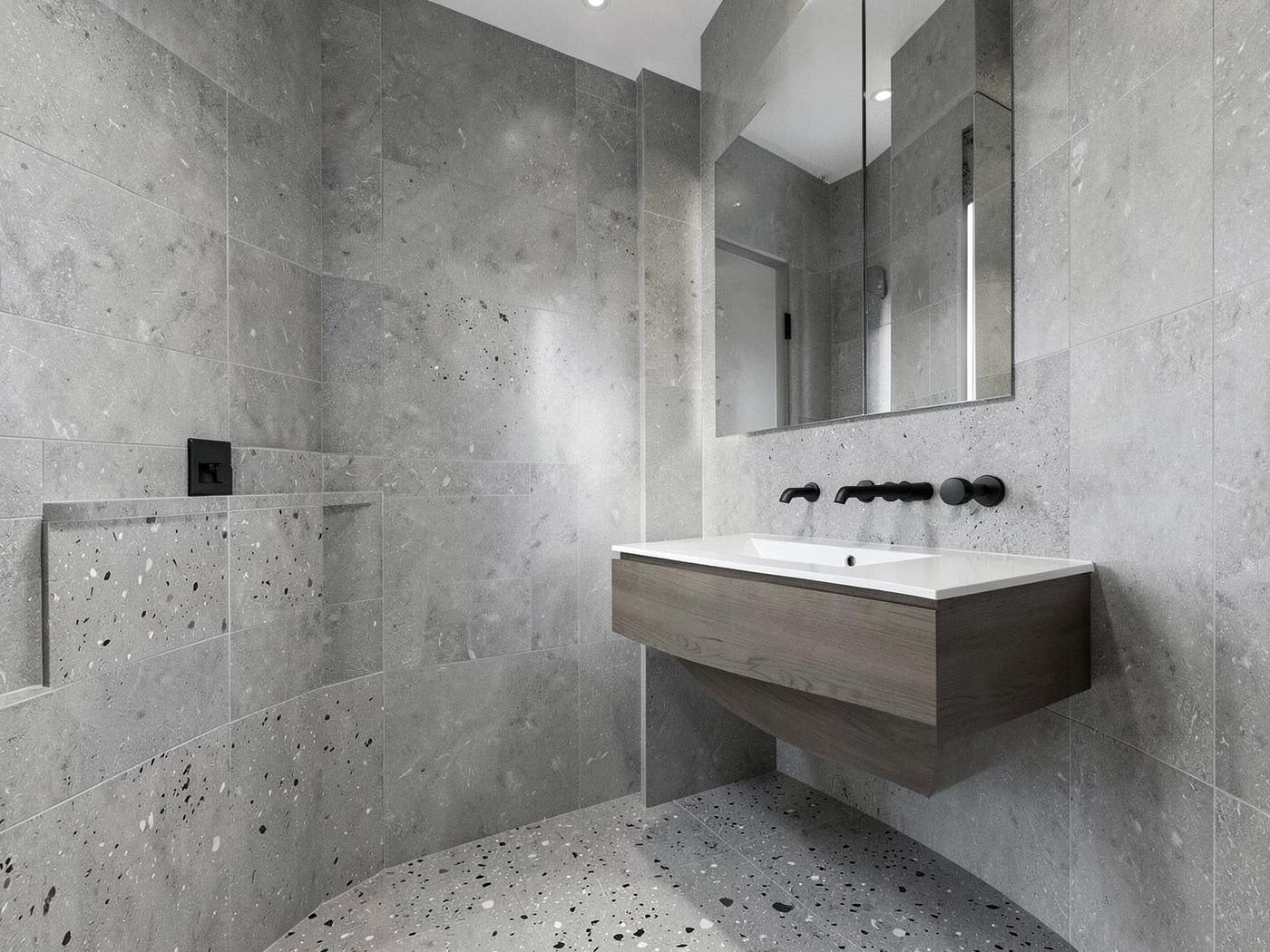 Terrazzo Grey tile close up