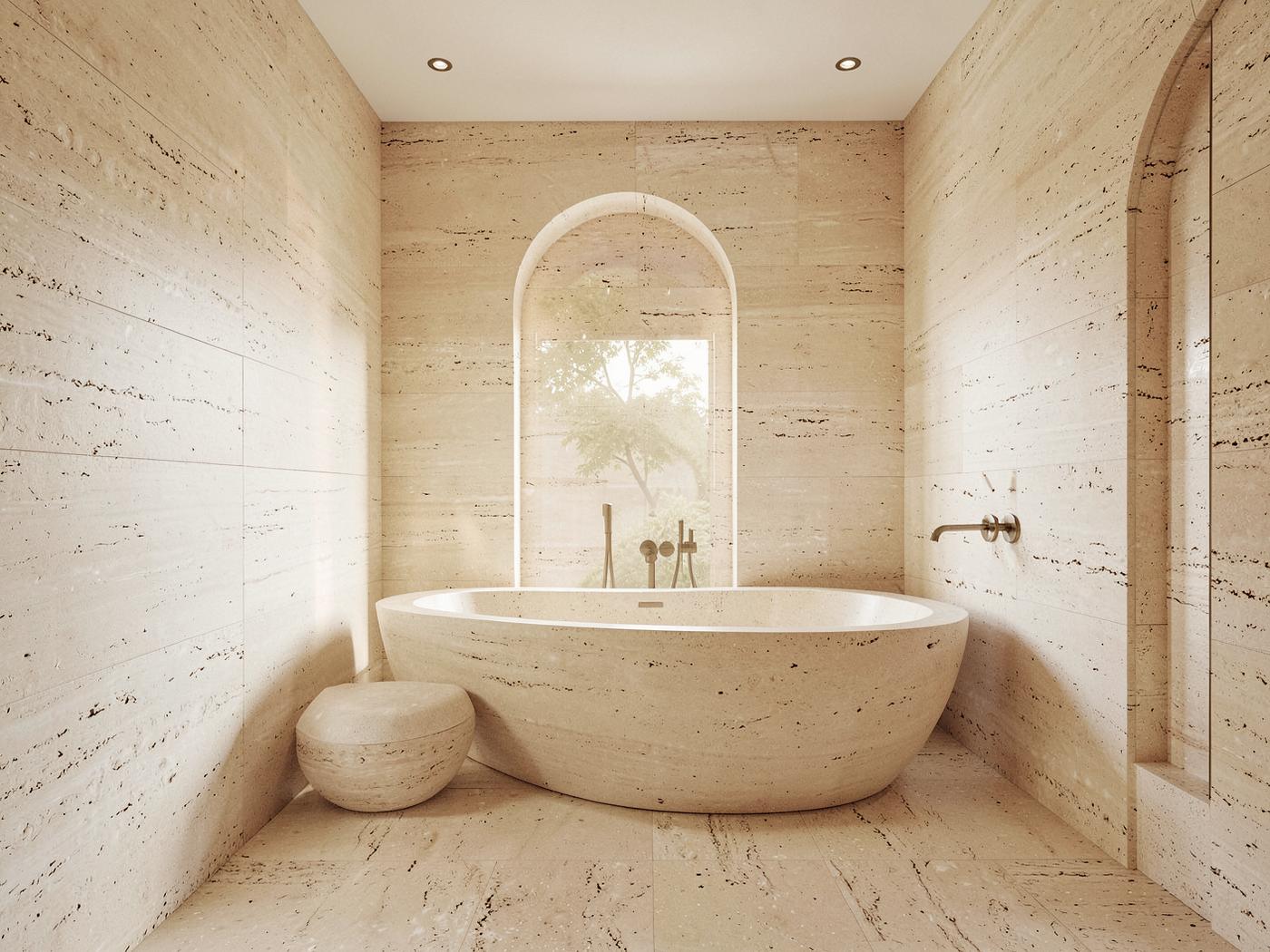 Travertine Classico tiles installed