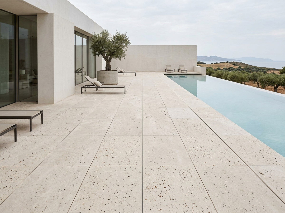 Travertine Paver tiles installed