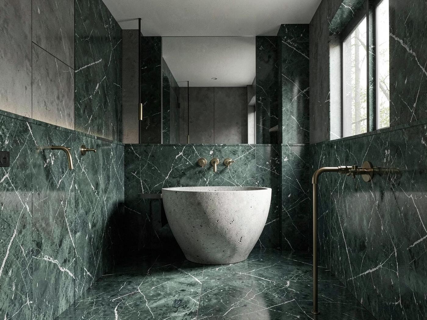 Verde Alpi tiles installed